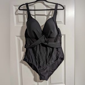 Black Bathing Suit with Mesh Details
